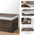 Wicker Storage Basket with Lid, 27.7 Gallon (105L) Large Blanket Basket with Lid, Woven Storage Bin with Handles, Removable Liner, Metal Frame, Foldable, for Bedroom, Laundry Room, Brown by CozyNest Decor