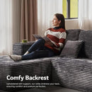 ovios Sectional Cloud Couch for Living Room, Modular Floor Sofa with Plush Corduroy, No Assembly Required, Big Comfy Couches Set with Fluffy Memory Foam, Stupendous U Shaped Sofas with Chaise, Black by CozyNest Decor