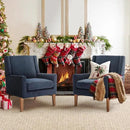 COLAMY Modern Wingback Living Room Chair Set of 2, Upholstered Fabric Accent Armchair, Single Sofa Chair with Lounge Seat and Wood Legs for Bedroom/Office/Reading Spaces, Blue by CozyNest Decor