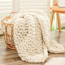 Bigacogo Chunky Knit Throw Blanket for Couch, 40x60 inches, 100% Hand Knitted with Thick Jumbo Chenille Yarn, Cozy Soft Large Rope Knot Cable Crochet Blankets for Sofa Bed Living Room, Beige by CozyNest Decor
