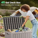 45 Outdoor Storage Box, Waterproof Resin Deck Box with Side Handles, Lockable Outdoor Bench for Indoor & Outdoor Use, Storage Bin for Patio Cushions, Garden Tools, Package Delivery, Grey by CozyNest Decor