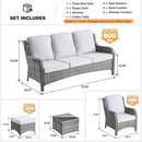 ovios 6 Pieces Patio Furniture Set, Outdoor Wicker Sofas with Glass Coffee Table and Comfy Cushions, All Weather High Back Couch Set for Deck Porch, Grey Rattan, Grey by GreenHaven Gardens
