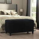 Asense Storage Ottoman Bench, Tufted Fabric Upholstered End of Bed Bench with Safety Hinge Wooden Legs, for Entryway Bedroom (Cotton and Linen Black, 33.3") by CozyNest Decor