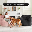 Hobestluk Bean Bag Chair for Adult Small Bean Bag Chairs with Arms Furry Beanbag Chair with Foam Filler Stuffed Bean Bag Sofa for Reading in Bedroom Living Room and Dorms (Black) by CozyNest Decor