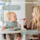 WeeSprout Baby Led Weaning Bundle, Silicone Suction Bowl, Spoons, Bib & Cup, Develops Self Feeding Skills, Dishwasher Safe (Blue) by TinyTreasures Baby Boutique