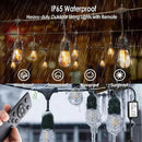 190FT Remote Controlled Outdoor String Lights Patio String Lights for Outside, 60+3 Shatterproof S14 Warm Lights String Outdoor for Bistro Café Gazebo Backyard, Linkable, 2 Pack by CozyNest Decor