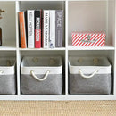 TheWarmHome Organization and Storage Basket for Organizing- 16x12x8 inch 1 Pack Fabric Storage Cubes, Collapsible Storage Bins for Shelves Organizer Gift Closet Cloth Toy (White & Grey) by CozyNest Decor