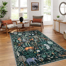 OJIA Jungle Print 5x7 Area Rugs for Living Room, Green Soft Washable Rugs for Bedroom Ultra-Thin Non-Slip Modern Rug, Stain Resistant Nursery Rug Carpet for Kids Playroom Nursery Dining Room by TinyTreasures Baby Boutique