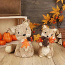 winemana Fall Decor Thanksgiving Decoration Sisal Fox, Set of 2 Table Centerpiece Foxes Animals Figurines, Handmade Ornaments Autumn Fall Decorations for Home Mantel Fireplace by CozyNest Decor