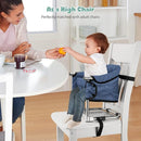 Booster Seat for Dining Table: Portable Toddler Booster Chair with Safety Buckle and Height Adjustable, Foldable Baby Feeding Chair, Kids High Chair Booster Seat for Kitchen Home Travel - Navy Blue by TinyTreasures Baby Boutique
