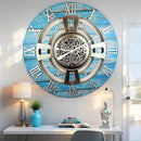 The Gears Clock Real Moving Gear Wall Clock England Line (Ocean Blue, 24 inches (60 cm)) by CozyNest Decor