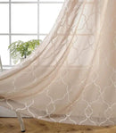 MIUCO Moroccan Embroidered Semi Sheer Curtains Faux Linen Grommet Window Drapes for Living Room 52 x 95 Inch 1 Pair Set, Linen by CozyNest Decor