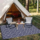 OLANLY Outdoor Rug 6x9 ft Waterproof, Outdoor Plastic Straw Rug with Geometric Pattern Clearance, Reversible RV Mat for Patio, Camping, Balcony, Deck, Backyard, Navy & White by CozyNest Decor