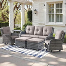 Outdoor Wicker Patio Furniture Set - 6 Piece Rattan Patio Conversation Set with 2 Rocking Swivel Chairs,2 Ottomans,1 Sofa and 1 Side Table for Porch Deck Backyard Garden(Mixed Grey/Grey) by GreenHaven Gardens