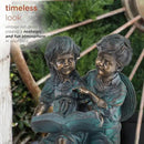 Alpine Corporation 15" Tall Indoor/Outdoor Girl and Boy Reading Together Statue Yard Art Decoration by GreenHaven Gardens