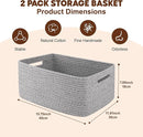 OIAHOMY Storage Basket for Shelves, Closet Cube Storage Bins Baskets for Clothes Blanket Towels, Baby Nursery, Toy Baskets Box, Woven Rope Basket, 15.75*11.81*7.09 IN, 2 Packs Grey by TinyTreasures Baby Boutique