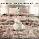 Bcareself Faux Fur Blanket Two Sided Ultra Soft Fluffy Reversible Fuzzy Throw Blanket for Women Men Double Sided Ombre Faux Luxe Faux Fur Thick Minky Blanket for Couch Bed by CozyNest Decor