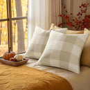 decorUhome Buffalo Plaid Check Fall Throw Pillow Covers 16x16 Set of 2, Outdoor Decorative Farmhouse Pillow Covers with Stitched Edge for Bed Couch Sofa, Cream White and Beige by CozyNest Decor