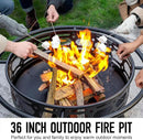 36 Inch Fire Pit, Outdoor Wood Burning Firepit with Removable Grill & Poker, Heavy Duty Metal Round Fireplace,2 in 1 Large Bonfire for Outside,BBQ,Yard,Patio by GreenHaven Gardens