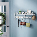 2 Pack Coat Rack Wall Mount, Bamboo Coat Hook with Storage Shelf, Coat Hanger with 8 Dual Hooks, Wall Floating Shelf for Entryway Hallway Kitchen, Bathroom, Bedroom (White+Slive) by CozyNest Decor