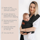 Baby Wrap Carrier - Premium Cotton Baby Carrier Wrap for Newborn to Toddler- Infant Carrier- Baby Holder One Size Fits All with Front Pocket (Black) by Max&so by TinyTreasures Baby Boutique