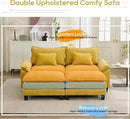 URRED Modular Sectional Sofa Comfy Cloud Couch, Modern Chenille Sofa Sleeper Deep Seat Couches with Ottoman/Pillows for Living Room (Yellow, 82.6''- 2 Ottomans) by CozyNest Decor