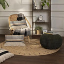 REDEARTH Round Hand Knitted Pouf - Foot Stool Bean Bag Ottoman - Cord Boho Pouffe - Poof Accent Beanbag Footrest for Living Room - Bedroom - Patio - Lounge (19.5"x19.5"x14") - Olive by CozyNest Decor