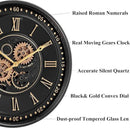 CLXEAST 24 Inch Wall Clock with Moving Gears, Black Gold Roman Numeral Wall Clocks for Modern Farmhouse Living Room Decor,House Warming Gifts New Home by CozyNest Decor