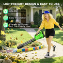 Tietoc Leaf Blower Cordless, 1200W Brushless Electric Leaf Blower with 2 X 5.0Ah Battery, 6 Speed Levels, 2 Extended Tube and Nozzles, Powerful Leaf Blowers for Garden, Patio, Lawn Care (Green) by GreenHaven Gardens