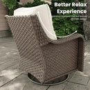 6 Pieces Outdoor Patio Furniture Sets with Rocking Swivel Chairs with 6-inch Thick Cushion and Side Table for Deck Lawn by GreenHaven Gardens