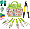 41-Piece Premium Gardening Tool Set, Stainless Steel Heavy Duty Gardening Tool Kit, with Non-Slip Rubber Grip, Storage Tote Bag, Outdoor Hand Tools, Ideal Gardening Gifts for All (Pink Floral) by GreenHaven Gardens