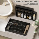 Kitchen Drawer Organizer Bins, Black Bamboo Drawer Organizer Stackable for Silverware, Utensils, Cutlery, Flatware, Junk Drawer, Dresser, Bathroom, 9" x 3" x 2.5" (Set of 2) by CozyNest Decor