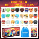 Dinosaur Magnetic Blocks,Dino Volcano World Magnet Building Toys, Sensory Montessori Toys for STEM Learning, Toddler Gift for Boys & Girls Age 3-4 4-5 6-8 by TinyTreasures Baby Boutique