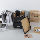 Soul & Lane Black Decorative Cardboard Storage Boxes with Lids, Set of 2 Stacking Keepsake Photo and Memory Boxes for Home & Office, Elegant Paperboard Organizers with Label Holders and Drawer Pulls by TinyTreasures Baby Boutique