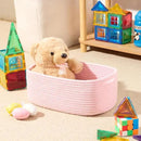 Small Storage Baskets for Organizing | Closet Organizer Bins | Shelf Toy Basket | Woven Rope Baskets | Cube Decorative Box | Shallow Basket | 13x8.5x5.1” | 4 Packs Light Pink by CozyNest Decor