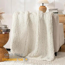 Chunky Knit Blanket Throw, 100% Hand Knit Throw Blanket Handmade Chenille Cable Knit Throw for Couch, Stylish Cozy Soft Rope Knot Crochet Blanket for Home Decor, Ivory, 40x50 Inches by CozyNest Decor