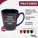 DISCOUNT PROMOS Custom Glossy Ceramic Latte Coffee Mug 12 oz. Set of 100, Personalized Bulk Pack - Perfect for Tea, Espresso, Cappuccino, Hot Cocoa - Blue by CozyNest Decor