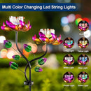 Solar Wind Spinners Pink Twin Flowers for Yard and Garden, Solar Windmill Garden Whirligig Kinetic Spinners Decor for Lawn, Patio, Yard, Metal Wind Outdoor Sculpture by CozyNest Decor