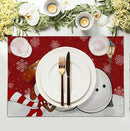 Red Snowman Snowflake Christmas Placemats Set of 4 Seasonal Winter Linen Table Mats 12x18 Inch Xmas Holiday Snow Farmhouse Rustic Washable Place Mat for Party Kitchen Dining Outdoor Indoor Decor by CozyNest Decor
