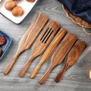 5 Pcs Wooden Spurtle Set, Natural Teak Kitchen Utensil Set Heat Resistant Non-Stick Wooden Spoons Tools for Cooking, Stirring, Mixing, Serving, Spurtles Kitchen Tools As Seen On TV by CozyNest Decor