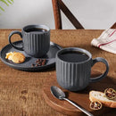 famiware Coffee Mugs Set of 6, Starlight 11 oz Mug Cup Set with Handle for Coffee, Tea, Cocoa, Milk - Ceramic Stoneware Mug Set, Matte Black Grey by CozyNest Decor