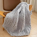 WESHIONGOO Chunky Knit Blanket Throw 40"×40" Knitted Throw Blankets for Couch Bed Fluffy Soft Blanket with Jumbo Chenille Yarn Thick 100% Handmade (Light Grey) by CozyNest Decor
