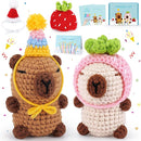 Crochet Kit for Beginners-2PCS Animals Brown and Beige Capybara Crochet Kit with Step-by-Step Video Tutorials, Stuffed Animal Knitting Kit for Adult Kids, Capybara Party Crocheting Kit for Birthday by TinyTreasures Baby Boutique