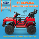 ENYOPRO 12V Kids Ride On Car with Remote Mode, Licensed Ford Bronco Raptor Electric Car for Toddlers, Battery Powered Ride On Toy Truck w/2 Speed, Working Headlights, Music Player, Radio (Red) by TinyTreasures Baby Boutique