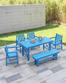 HDPE Outdoor Bench, 55" Patio Bench Outdoor Furniture, Poly Lumber Adirondack Benches, All Weather HDPE Patio Garden Backless Benches for Park, Poolside, Deck, Porch, Sky Blue by CozyNest Decor