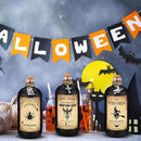 Uiifan 31 Pcs Halloween Potion Bottles Set Including Glass Apothecary Bottles with Cork Stickers and Pendants Halloween Decorations Indoor Party Supplies (Black,8.5 oz) by CozyNest Decor