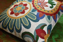 Daisy Floral Pillow Cover Teal Flower Pillowcase Flowery Outdoor Cushion Suzani Accent Pillowsham Flower Floral Chair Cushion Hand Embroidered Cushions Wool Size 18x18 by CozyNest Decor