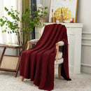 Chunky Cable Knit Throw Blanket Lightweight Wine red 100% Organic Cotton Blanket for Sofa Couch Bed Baby Nursery, Rustic Shabby Chic Modern Farmhouse, 60” x 80” Give Laundering Bag by CozyNest Decor