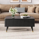 Lift Top Coffee Table with Storage Shelf & Hidden Compartment, Mid Century Modern Fluted Rectangle Dining Table for Living Room, Home Office,Black by CozyNest Decor