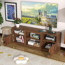 Fluted TV Stand for Tvs up to 80",Mid Century Modern TV Stand with Open Adjustable Shelf,Entertainment Center Wood TV Media Console with Cord Holes,TV Stand for Living Room Furniture Bedroom,Walnut by CozyNest Decor